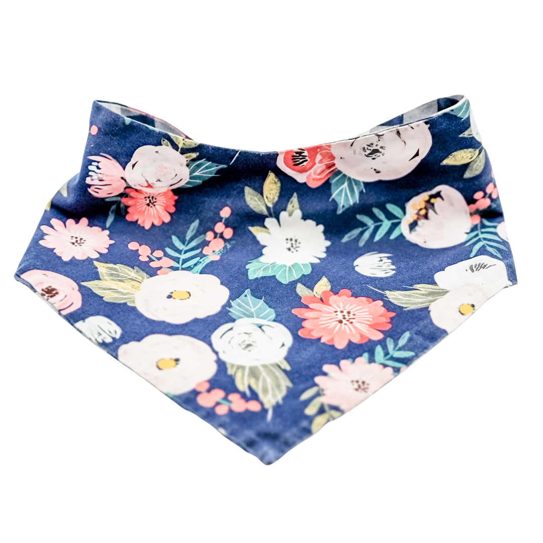 Navy Flowers Dog Bandana