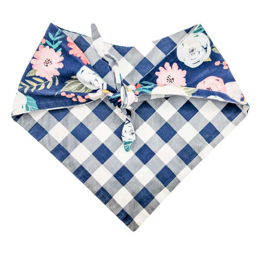 Navy Flowers Dog Bandana
