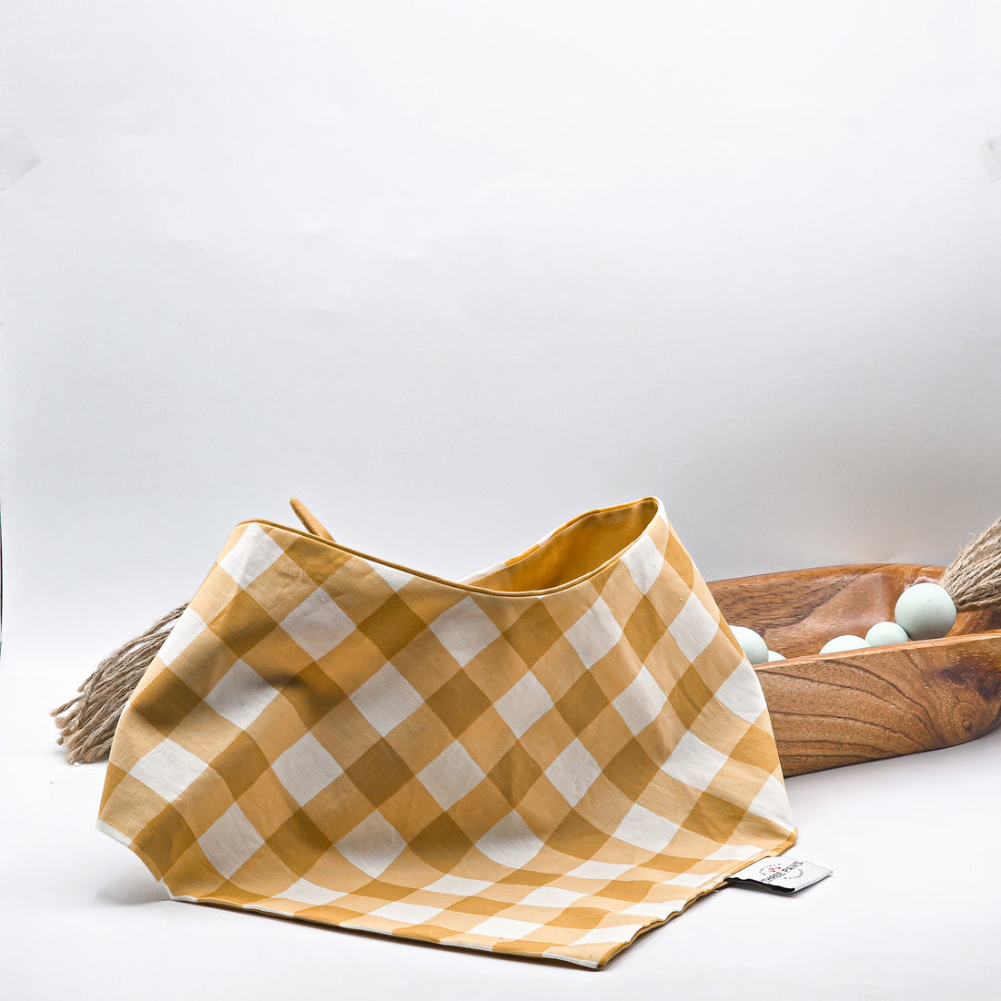 Mustard Gingham Dog Bandana