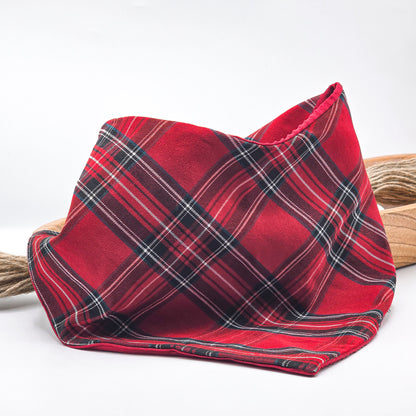 Red Tartan Flannel Dog Bandana