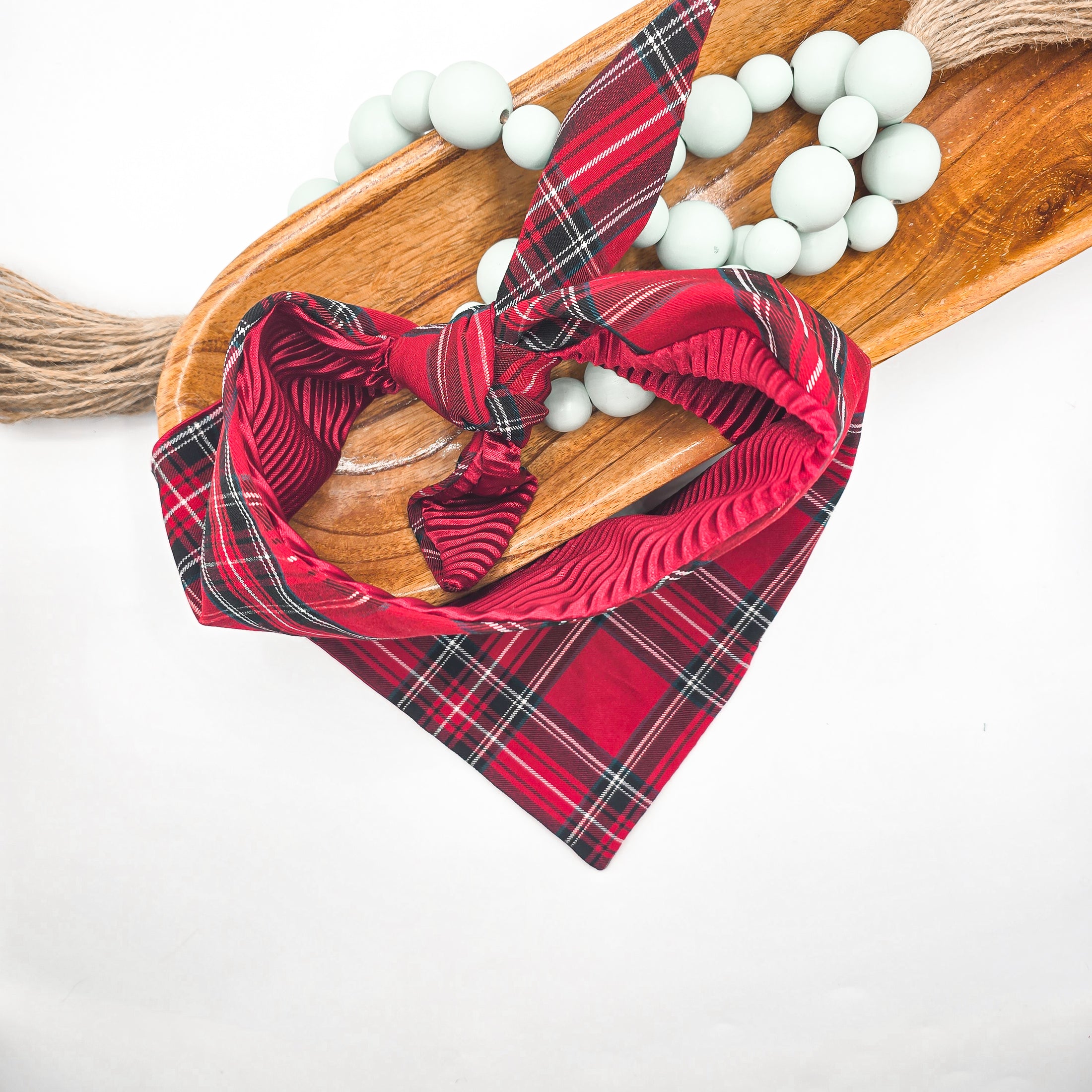 Red Tartan Flannel Dog Bandana