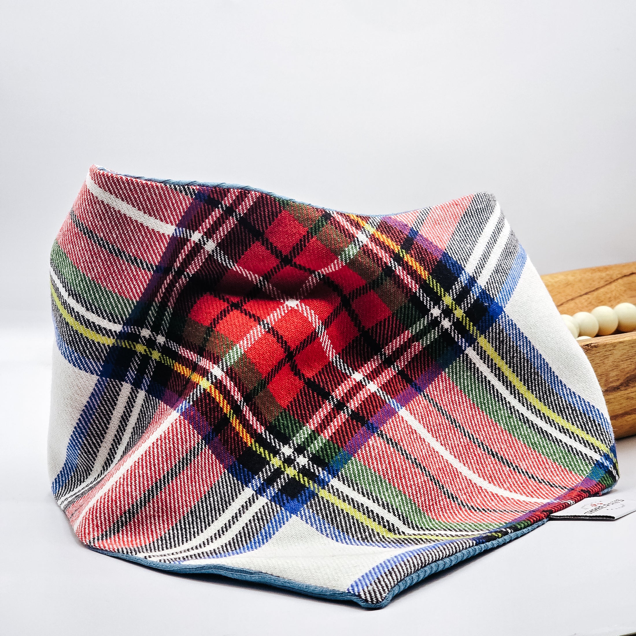 White Tartan Flannel Dog Bandana