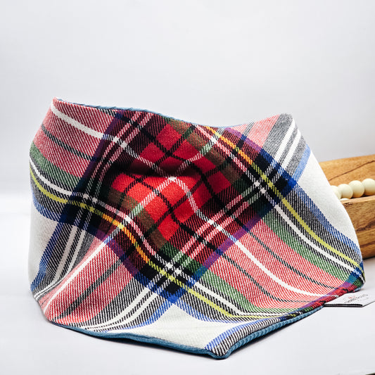 White Tartan Flannel Dog Bandana