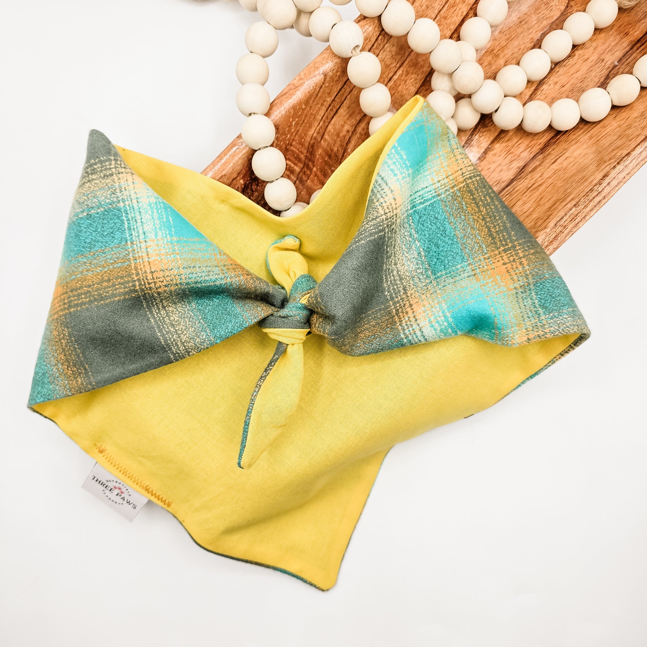 Teal Flannel Dog Bandana