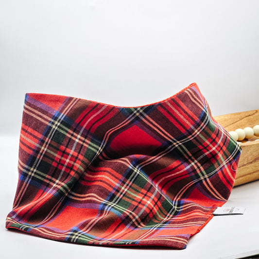 Red Tartan Flannel Dog Bandana