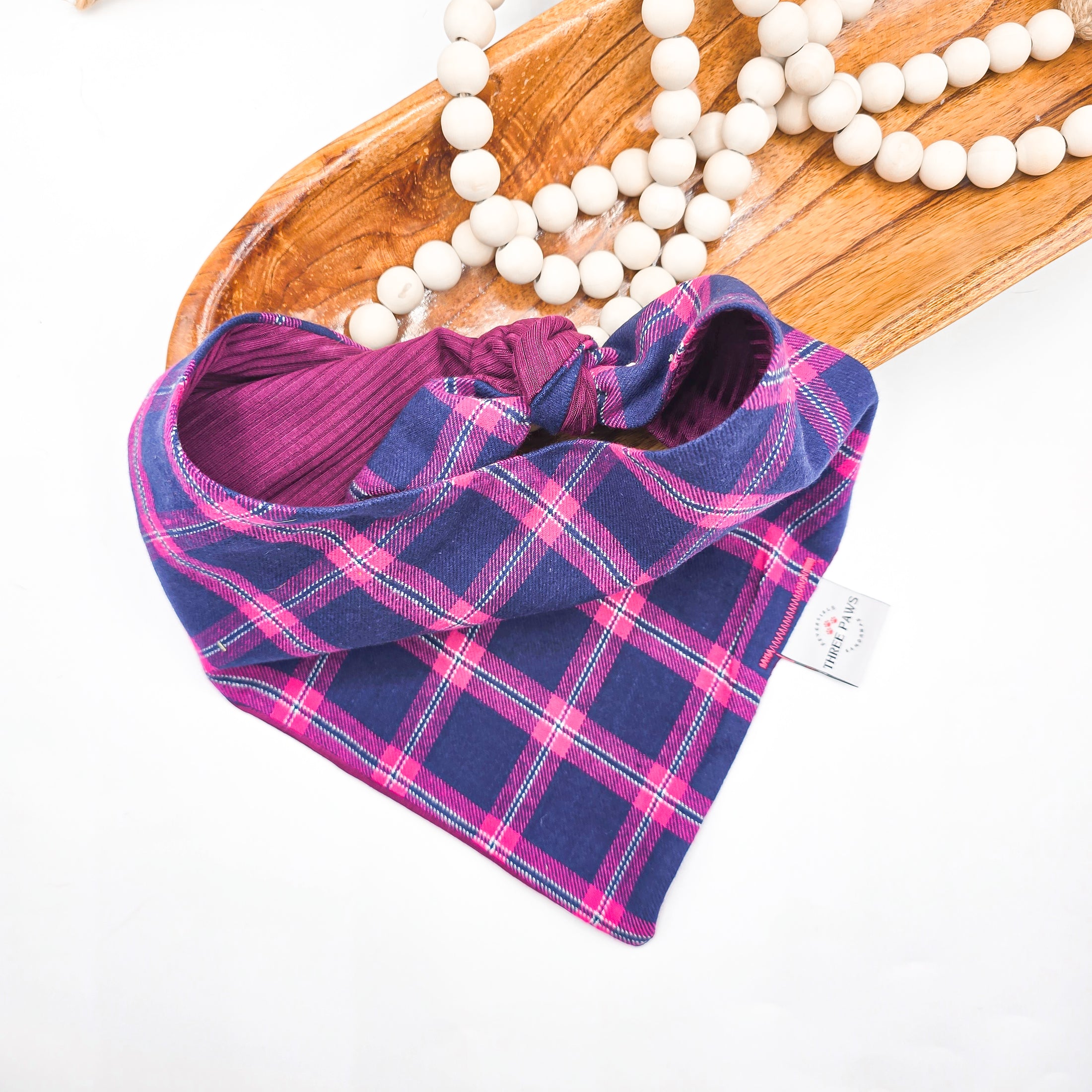 Plaid Pink Flannel Dog Bandana