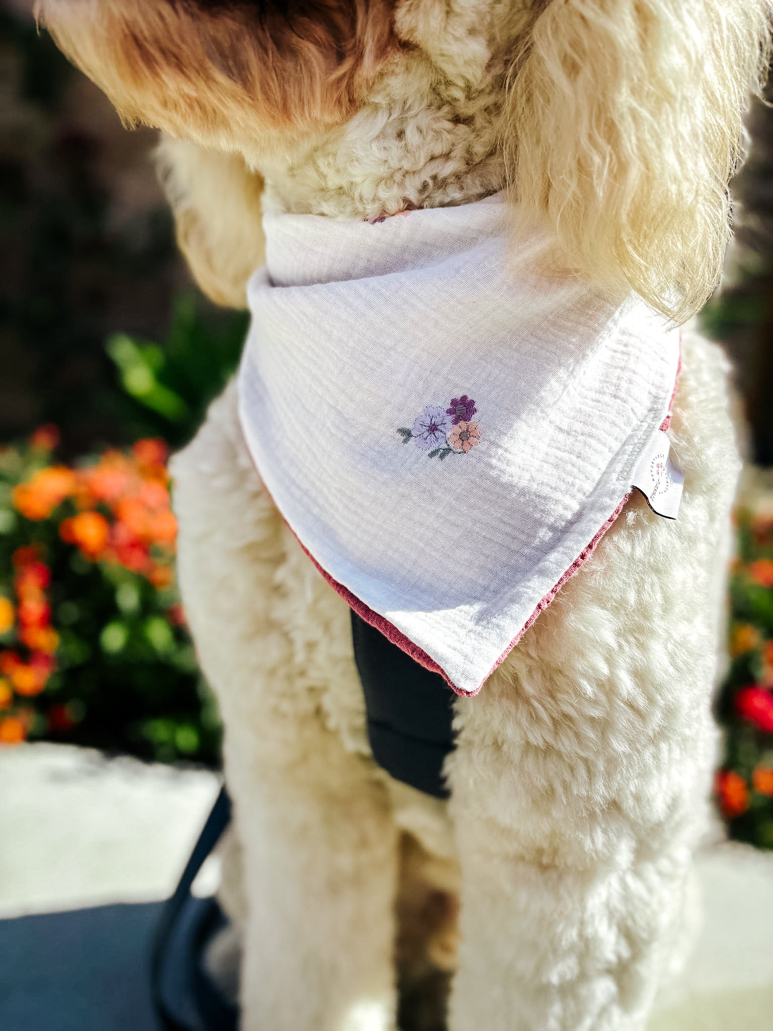 Embroidered Floral Dog Bandana