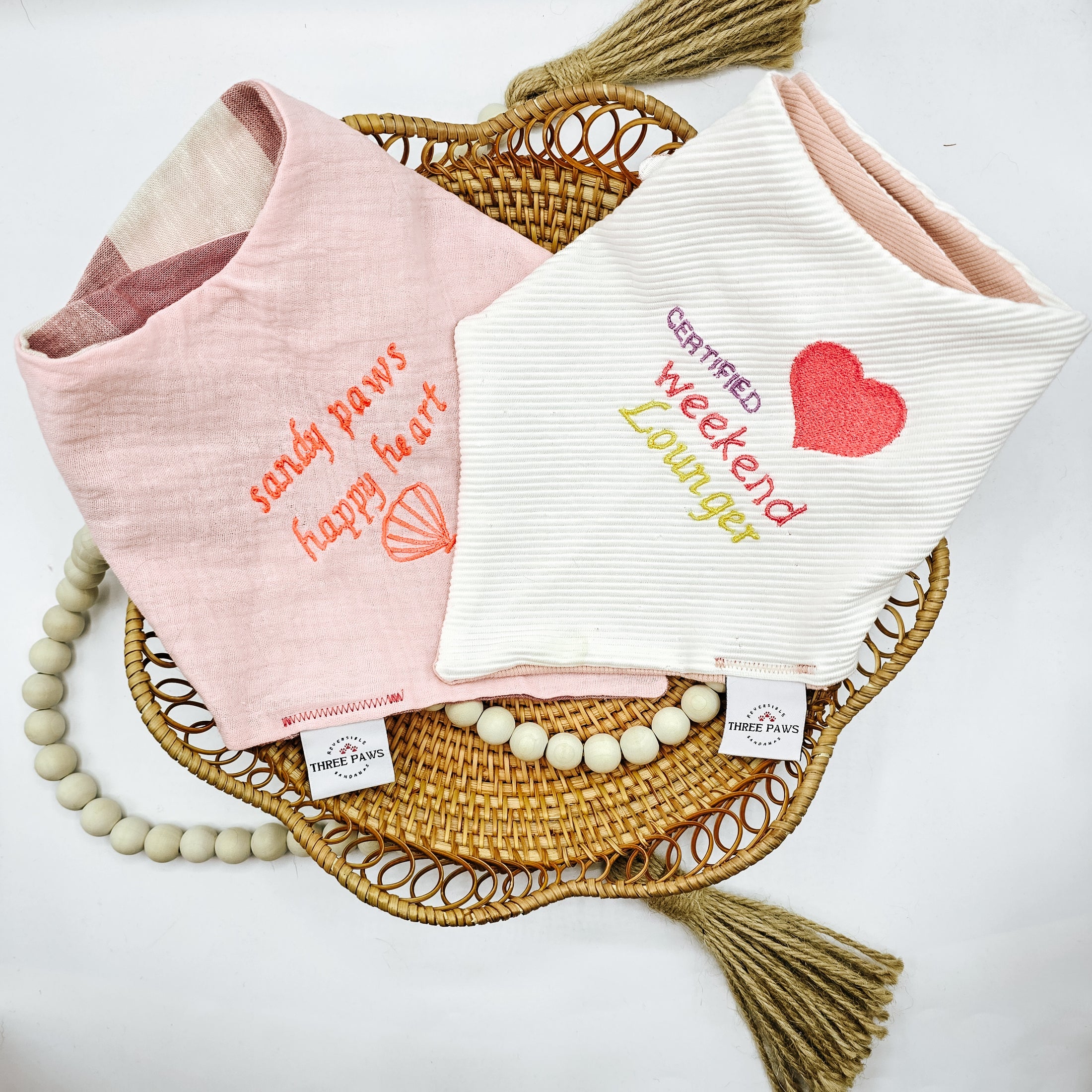 Custom Embroidered Caption + Image Dog Bandana
