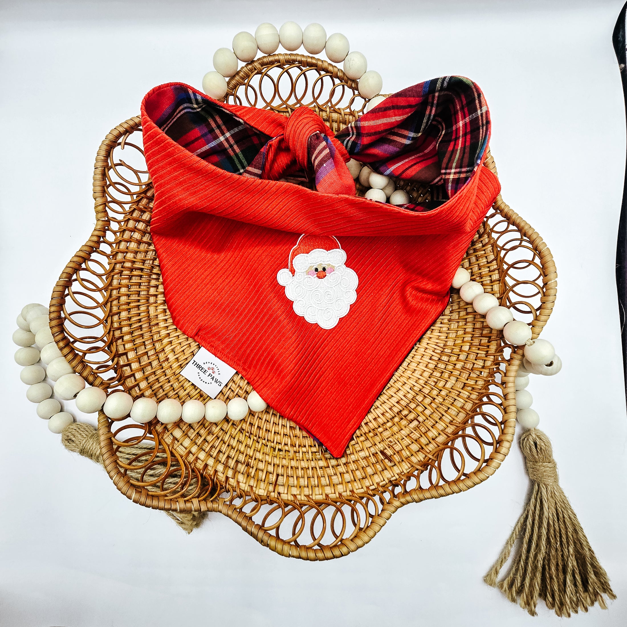 Red Tartan Flannel Dog Bandana
