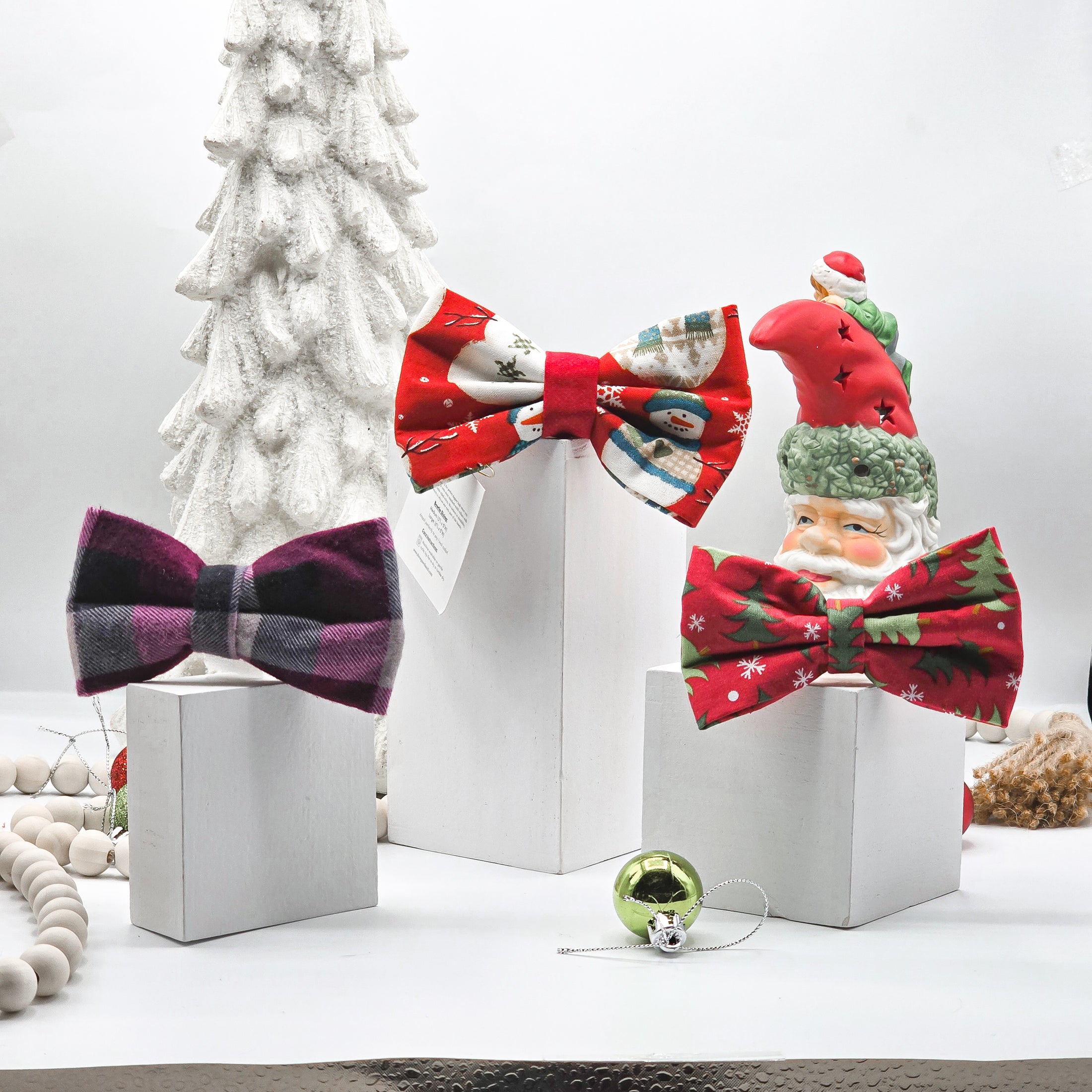 Burgundy Plaid Bowtie