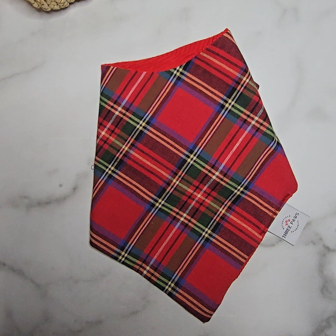 Red Tartan Flannel Dog Bandana