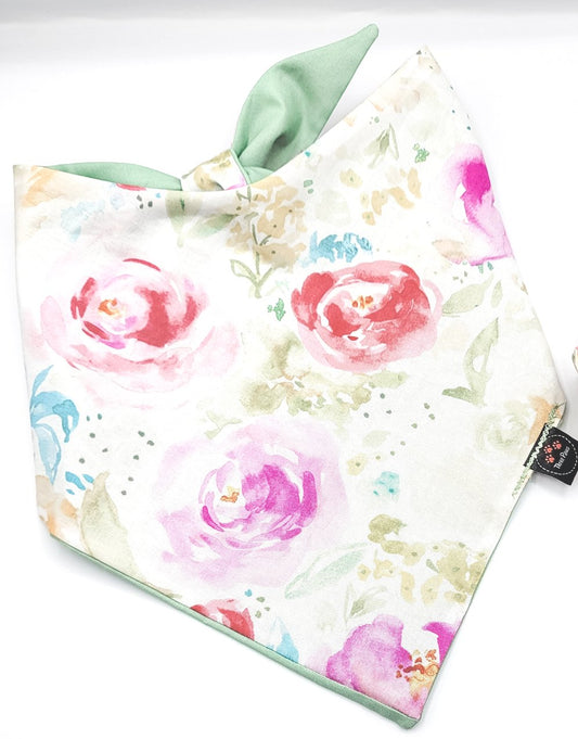 Watercolor Pastel Roses Dog Bandana